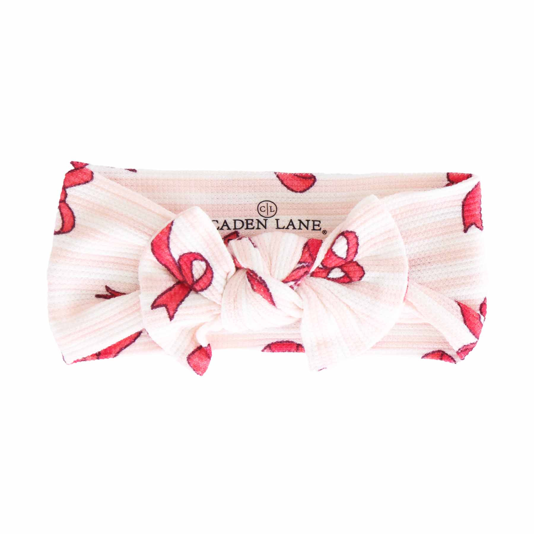 Coquette Christmas Bamboo Waffle Knit Large Bow Headwrap | Caden Lane
