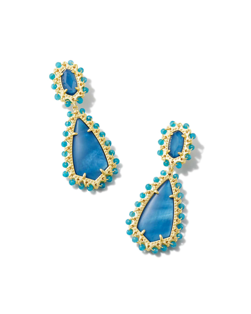 Beaded Camry Gold Statement Earrings in Blue Mix | Kendra Scott