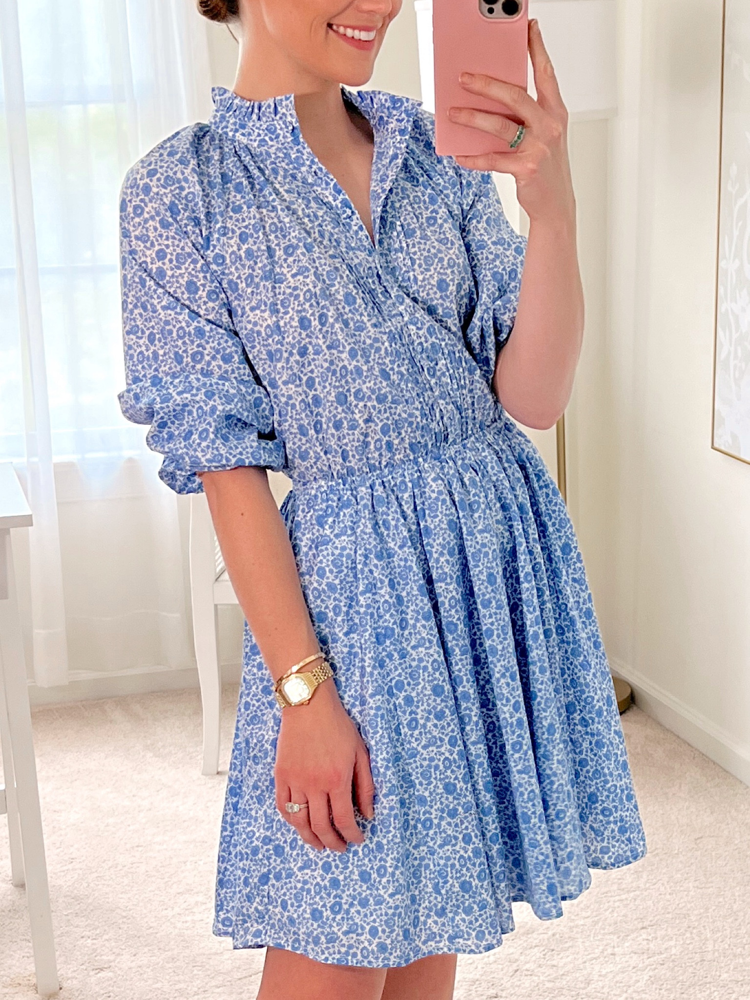 J.Crew spring is SO good. Loving these blue floral dresses and pink linen pieces. Sizing details:

Height: 5’2

Smocked Maxi Dress: wearing an XXS (sized down one)
Blue and White Liberty Dress: wearing an XXS (sized down one)
Pink Linen Dress: wearing a small petite (normally an XS)
Blue Linen Dress: wearing an XS (true to size)

(Gold heels are old H&M, basket bag is old Mango)