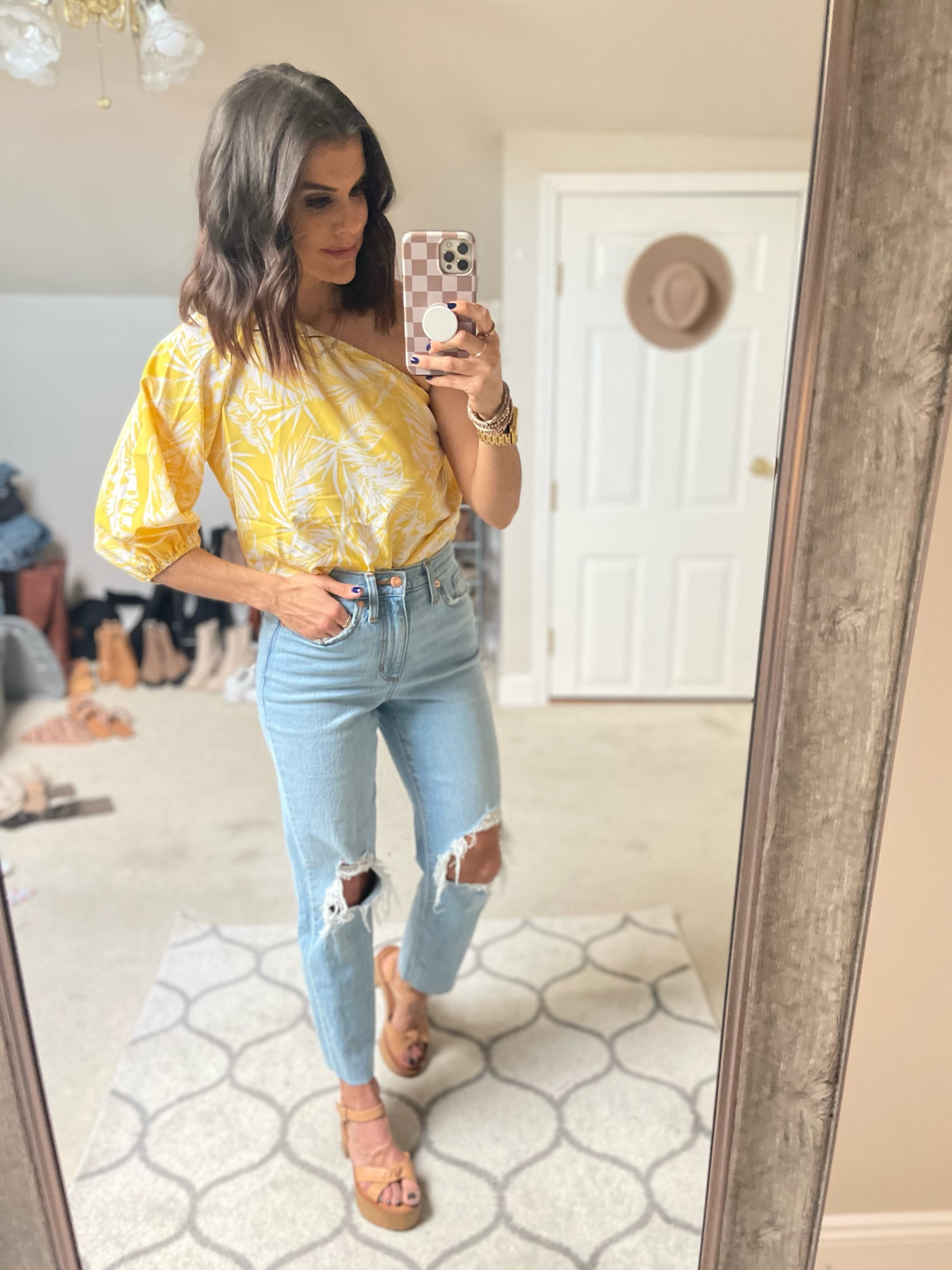 $7 shein top! Size small
Target jeans sized down one size to a 0
Target heels tts 

#LTKSeasonal #LTKunder50 #LTKshoecrush