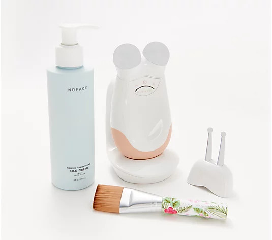NuFACE Trinity w/ ELE Attachment, Brush, & 6-oz Silk Activator | QVC