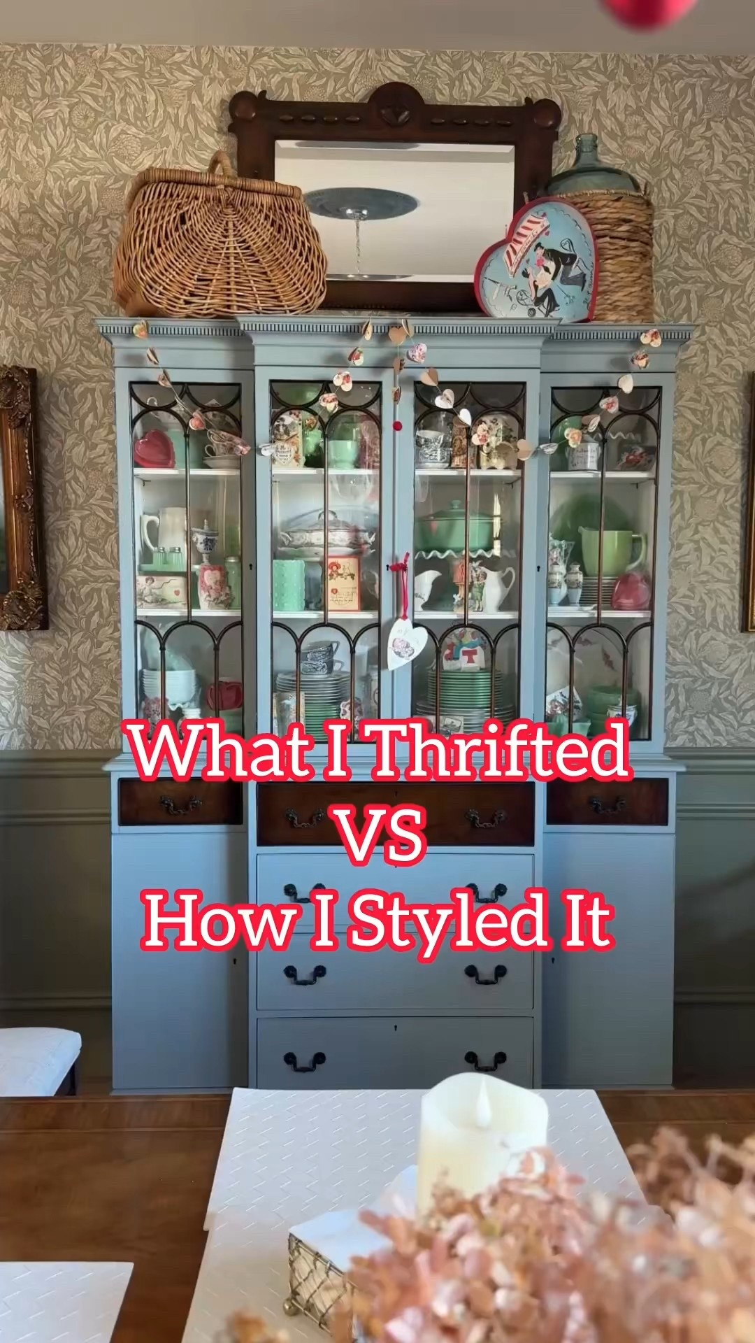 I love this hutch makeover! It’s crazy what a little paint and rub n buff can do!! Linking my supplies here! The interior color was custom - I just mixed some white with a bit of brown and yellow paint that I had on hand!

#LTKValentine #LTKHome #LTKvlog