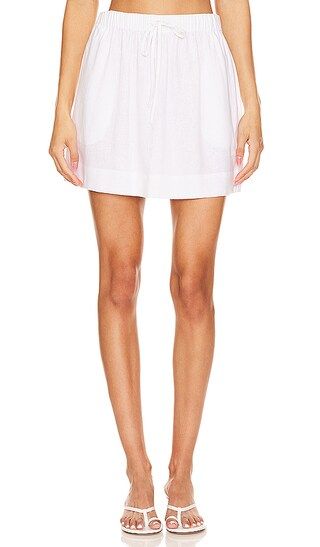 Mia Linen Mini Skirt in White | Revolve Clothing (Global)