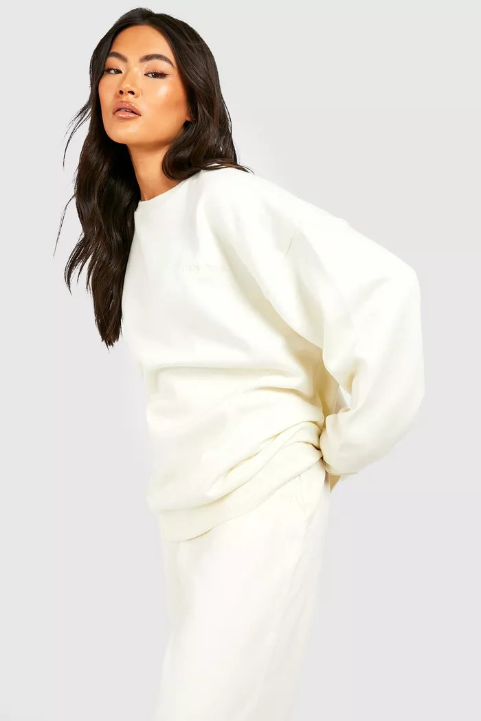 Slogan Embroidered Oversized Sweater Tracksuit | Boohoo.com (UK & IE)