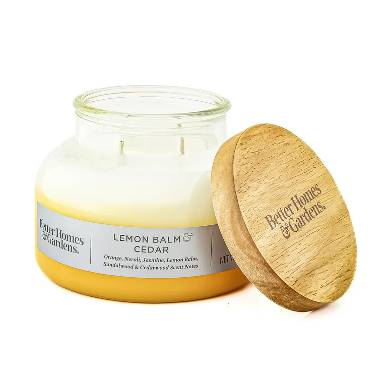 Better Homes & Gardens 18oz Lemon Balm & Cedar Scented 2-Wick Ombre Bell Jar Candle | Walmart (US)