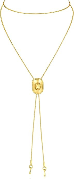 14K Gold Plated Western Cowgirl Hat Necklace for Women Boho Tie Cowboy Necktie Accessories Lariat... | Amazon (US)