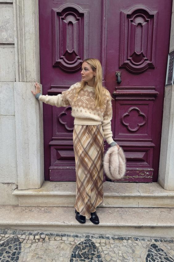 BRUSHED EFFECT JACQUARD KNIT JUMPER | Zara US