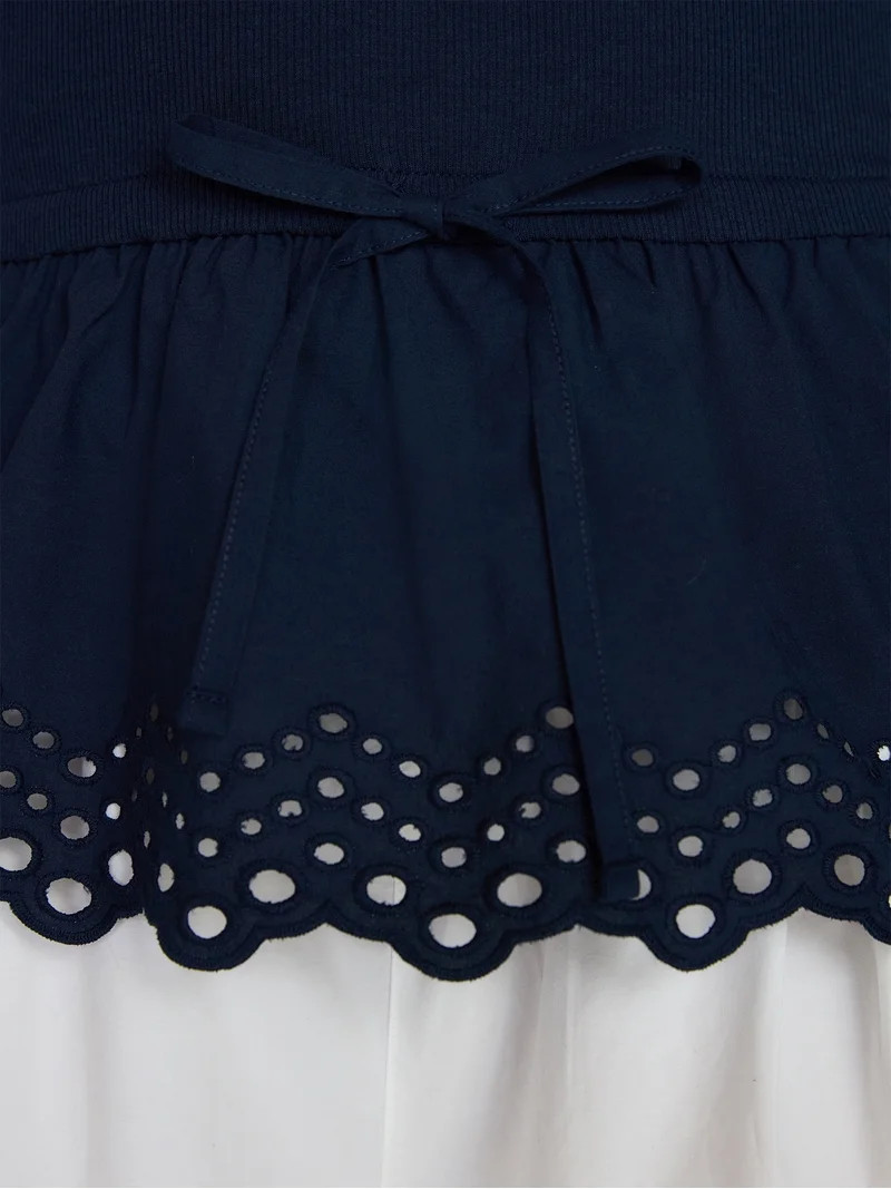 Time and Tru Women's Eyelet Trim Tank Top with Peplum Hem, Sizes XS-XXXL | Walmart (US)