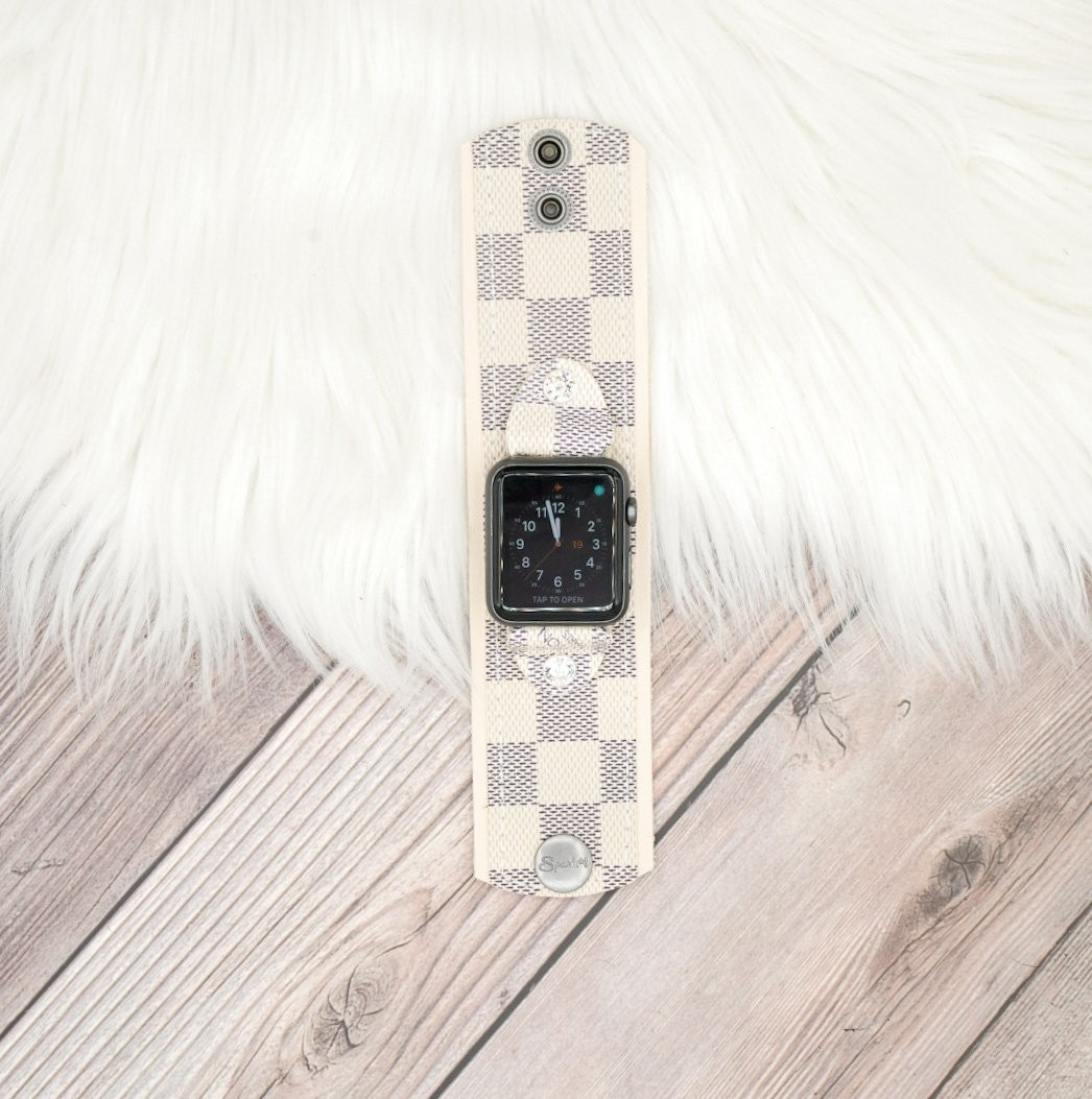 Cuff Band in Upcycled LV Damier Azur | Sparkl