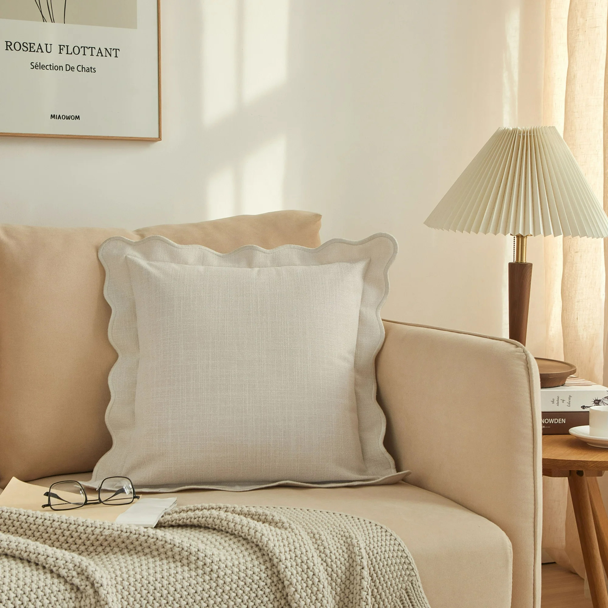 Mainstays by Becky G. & Alejandra Scallop Decorative Pillow, Papyrus Beige, 18" x 18" | Walmart (US)