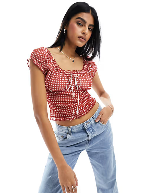 ASOS DESIGN milkmaid top in red gingham | ASOS | ASOS (Global)