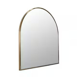 Glass Warehouse 30 in. W x 32 in. H Framed Arched Bathroom Vanity Mirror in Satin Brass MF-ARC-32... | The Home Depot