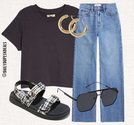 spring tshirt denim jeans strap sandals target Nordstrom Amazon sunglasses gold hoop earrings casual comfy 

#LTKfindsunder50 #LTKover40