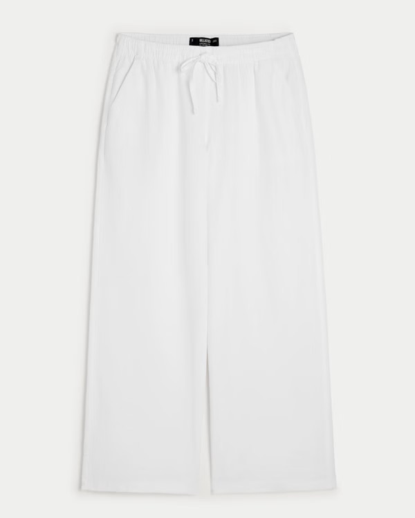 Hollister Ella Adjustable Rise Pull-On Linen-Blend Wide-Leg Pants | Hollister (UK)