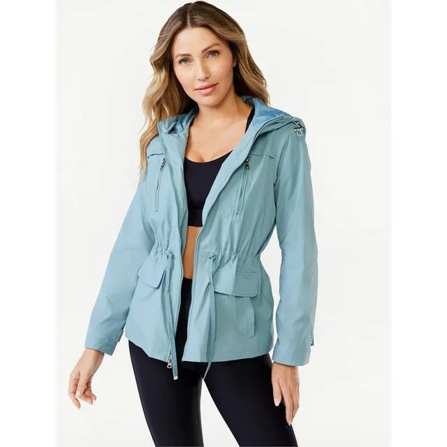 Sofia Active Women's Water and Wind Resistant Crinkle Nylon Anorak Jacket | Walmart (US)