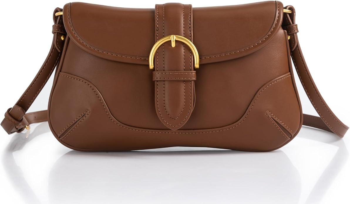 Coucoland Crossbody Bags for Women - Leather Saddle Purse Boho Cross Body Handbag with Adjustable... | Amazon (US)