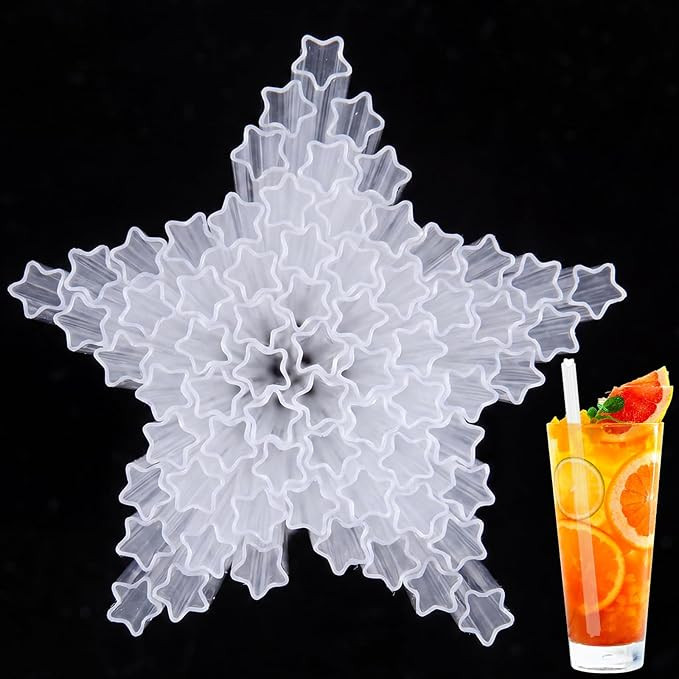 50 Pcs Star Shaped Plastic Straws Disposable Drinking Straw Bulk for Birthday Cocktail Spring Par... | Amazon (US)