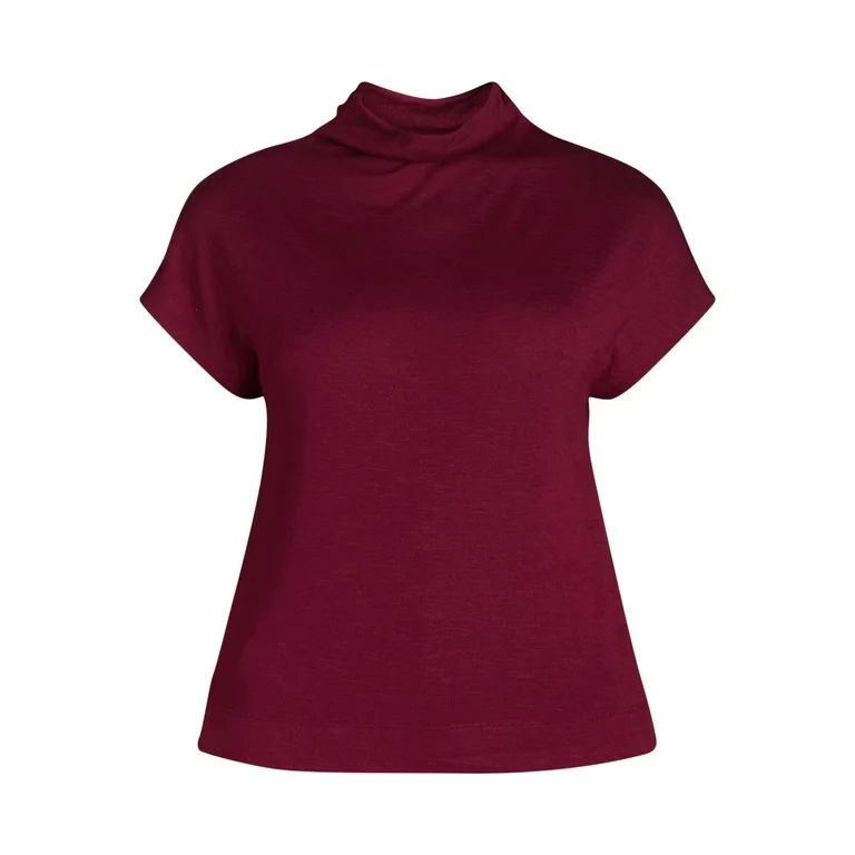 Time and Tru Women's Mock Neck Hacci Knit Tee, Sizes XS-XXXL - Walmart.com | Walmart (US)