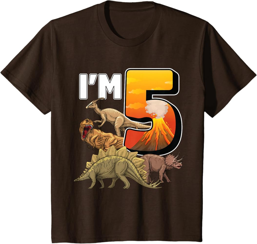 5 Year Old dinosaurs birthday 5th Party paleontologist Boys T-Shirt | Amazon (US)