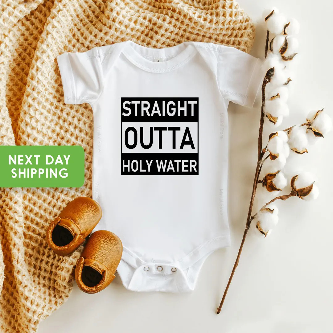 Funny Baptism Onesie®, Straight Outta Holy Water Onesie®, Baptism Onesie®, Funny Baptism Baby ... | Etsy (US)