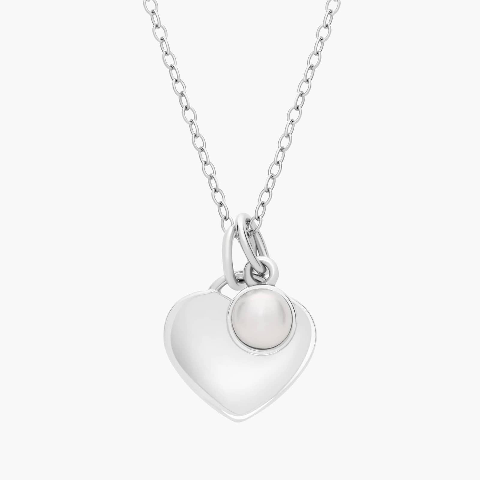 18" Heart Pendant with Freshwater Pearl Charm in Sterling Silver | Blue Nile