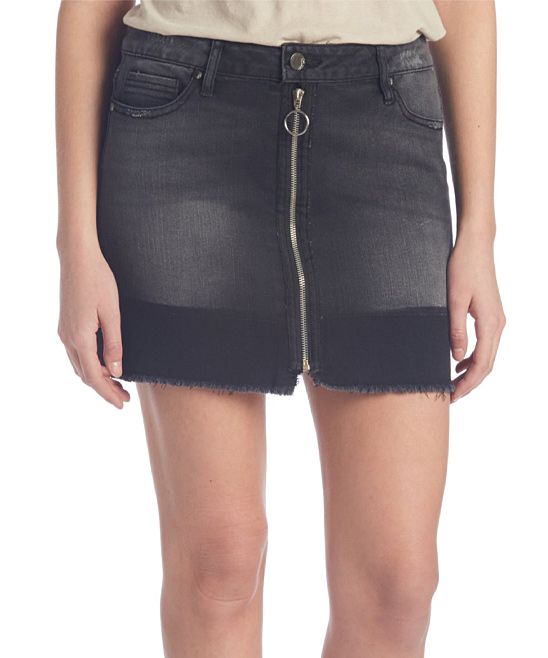 Black Beach Weathered Denim Skirt - Plus | zulily