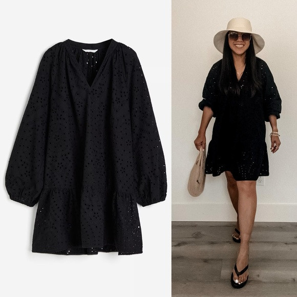 Black Tunic Dress with Eyelet Embroidery (XS, S, M) | Poshmark