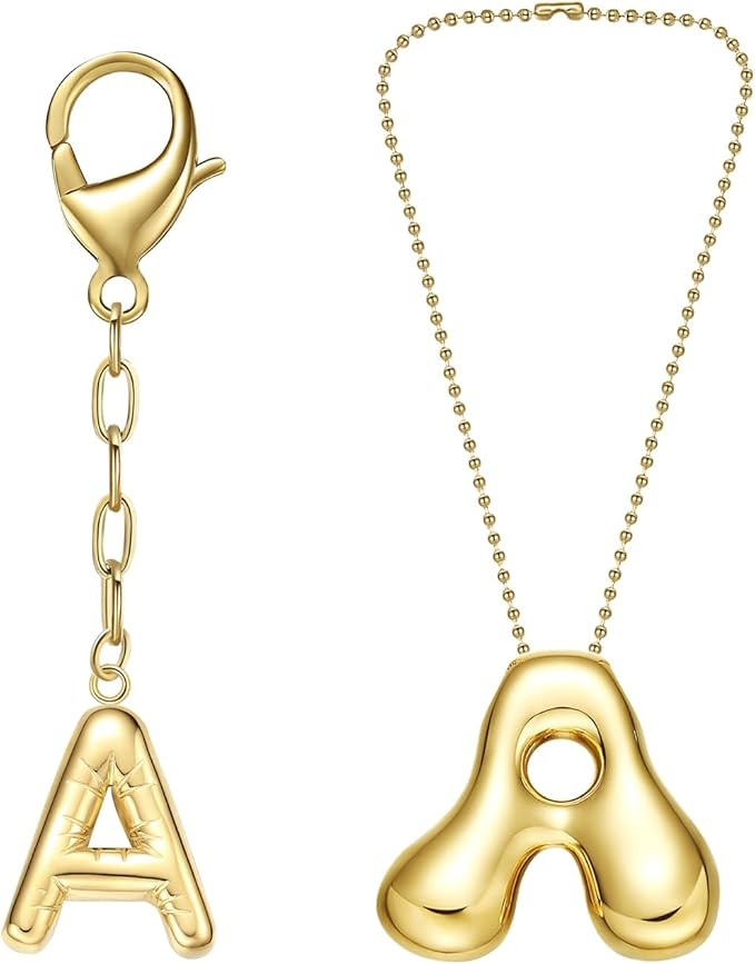 COTATI Gold Bubble Letter Keychain for Women Initial Monogram Pendant Charm Keychains for Bag Han... | Amazon (US)