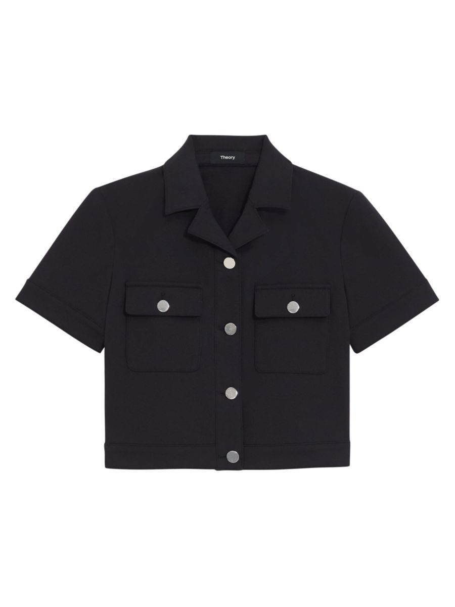 Cotton-Blend Short-Sleeve Crop Jacket | Saks Fifth Avenue
