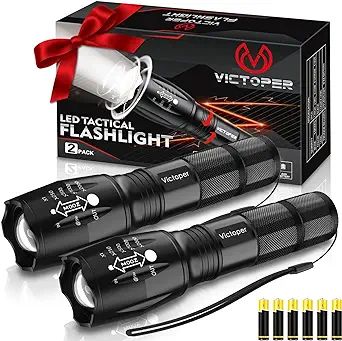 Victoper LED Flashlight 2 Pack, Bright 2000 Lumens Tactical Flashlights High Lumens with 5 Modes,... | Amazon (US)