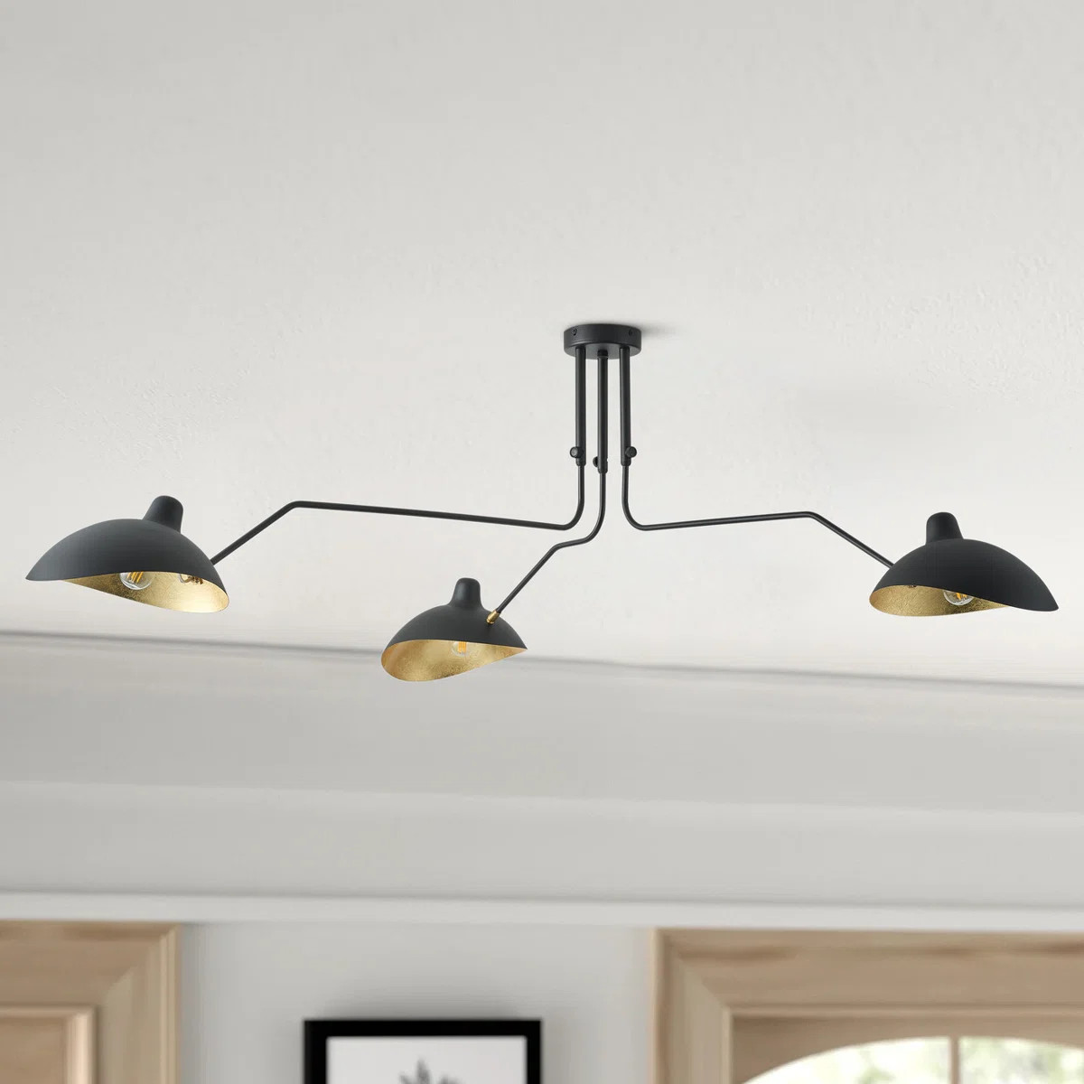 3-lamp Sand Black Adjustable Iron Ceiling Light | Wayfair North America