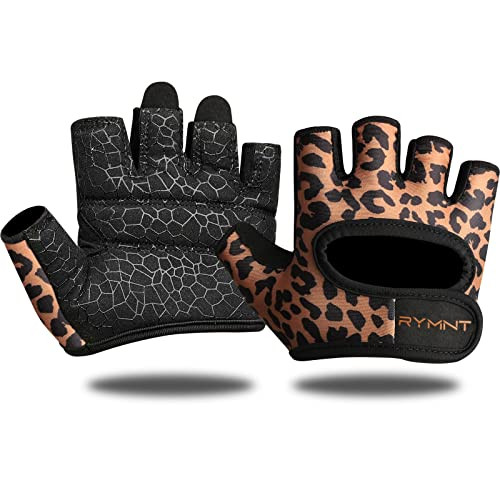 RYMNT Minimal Weight Lifting Gloves,Short Micro Workout Gloves Grip Pads with Full Palm Protection & Extra Grip for Men Women Weightlifting,Gym,Exercise Training.Leopard-Medium | Amazon (US)