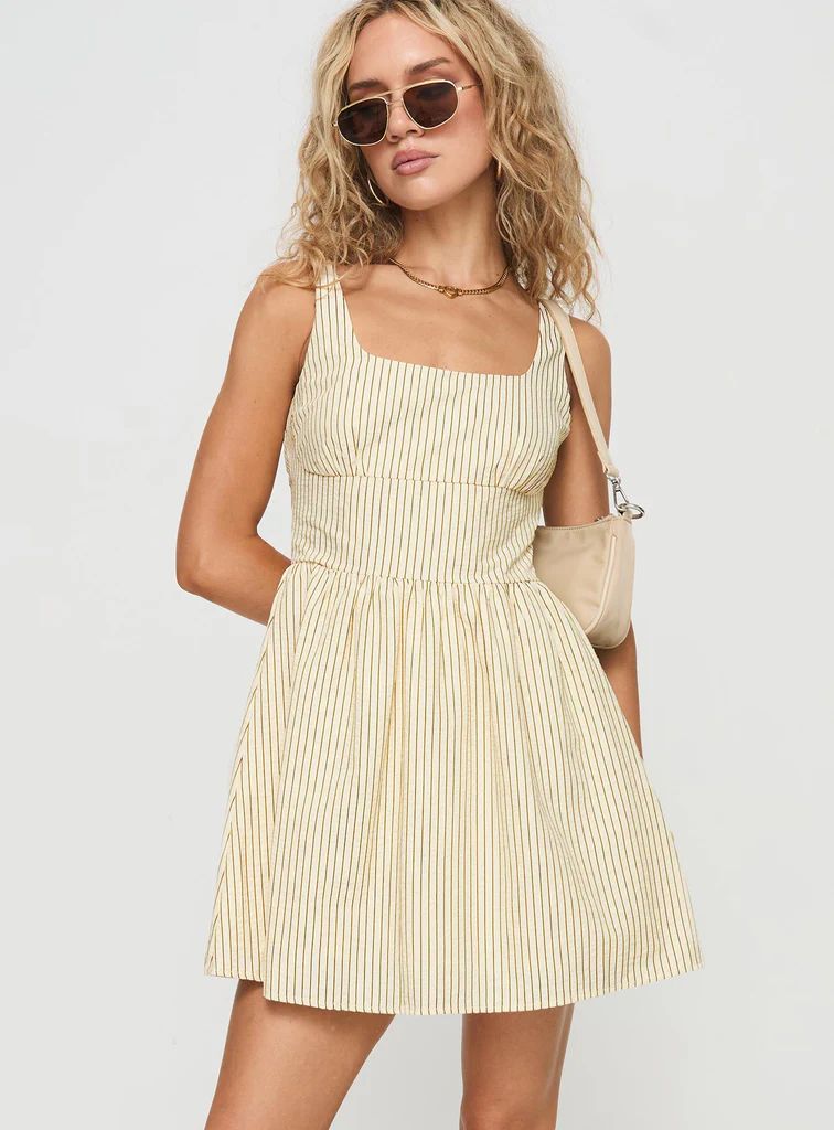 Phillipson Mini Dress Beige Stripe | Princess Polly US