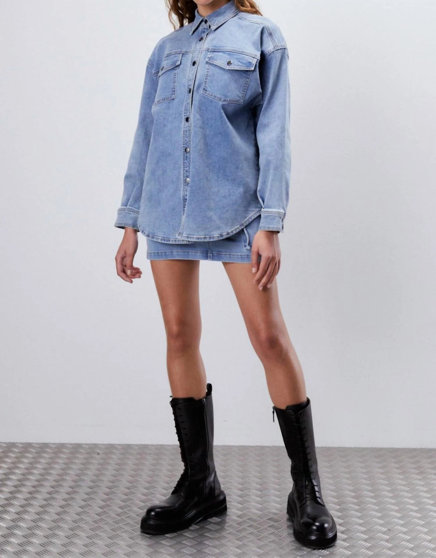 Andi Shacket In Retro Blue | Shop Simon