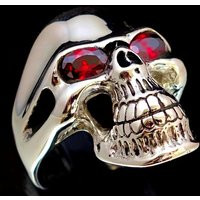 sterling Silver Skull Ring Red Cz Eyes, Antiqued 925 | Etsy (US)