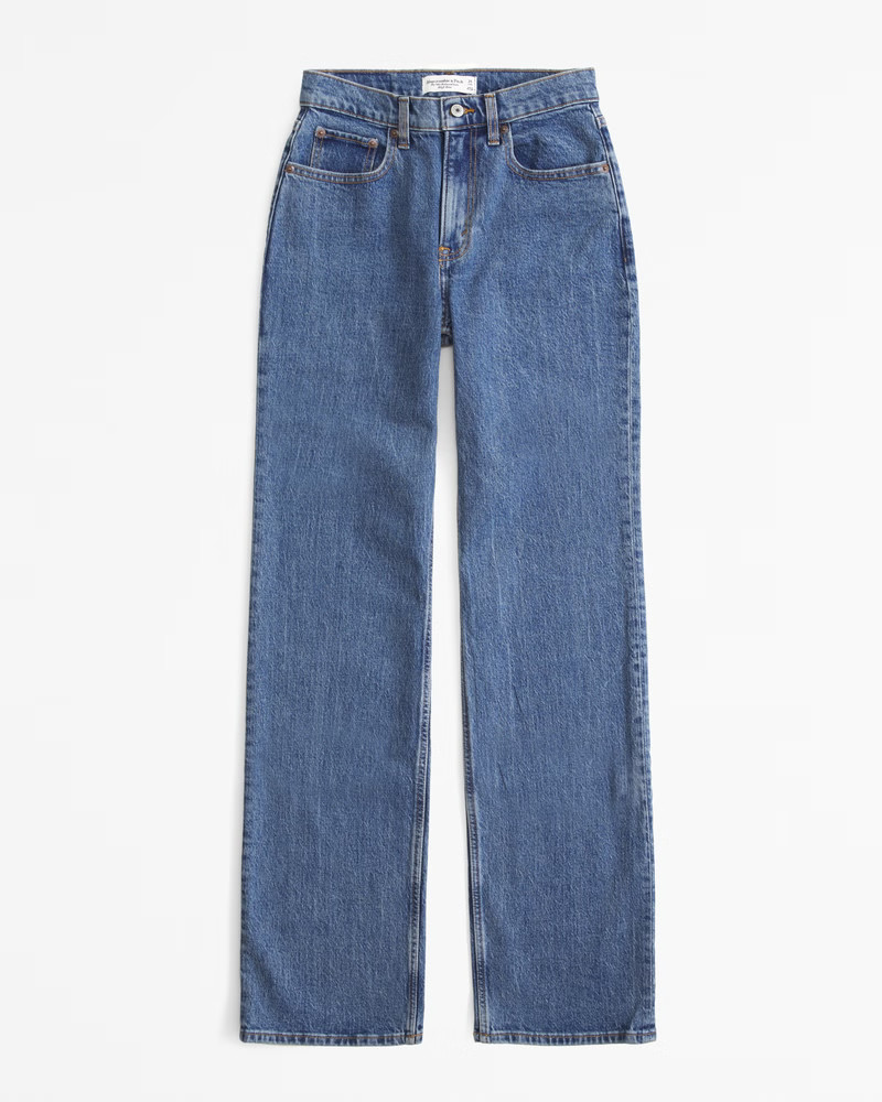 Abercrombie & Fitch Women's Curve Love High Rise 90s Relaxed Jean in Dark Marble - Size 34 SHORT | Abercrombie & Fitch (US)