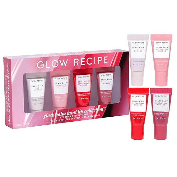 Glow Recipe Mini Glass Balm Lip Treatment Gift Set Collection - Travel Size Set of 4 Hydrating Ve... | Amazon (US)