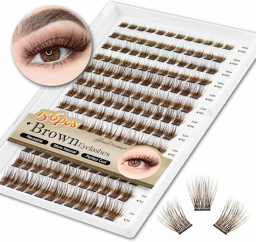 Brown Lash Clusters, 156PCS Individual Lashes Natural Brown Cluster Lashes Extensions 8-16mm Mix ... | Amazon (US)
