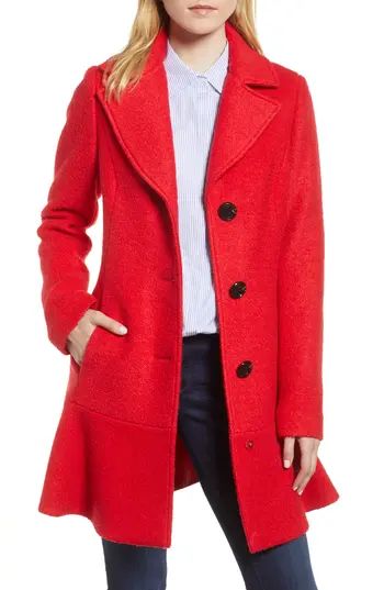 Women's Kensie Notch Lapel Peplum Coat, Size X-Small - Red | Nordstrom