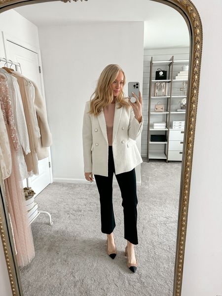 Classic and chic workwear outfit idea featuring spanx’s new pants! Loving these for a comfortable business casual look. Use code AMANDAJOHNXSPANX to save on your order! 

#LTKworkwear #LTKstyletip #LTKSale