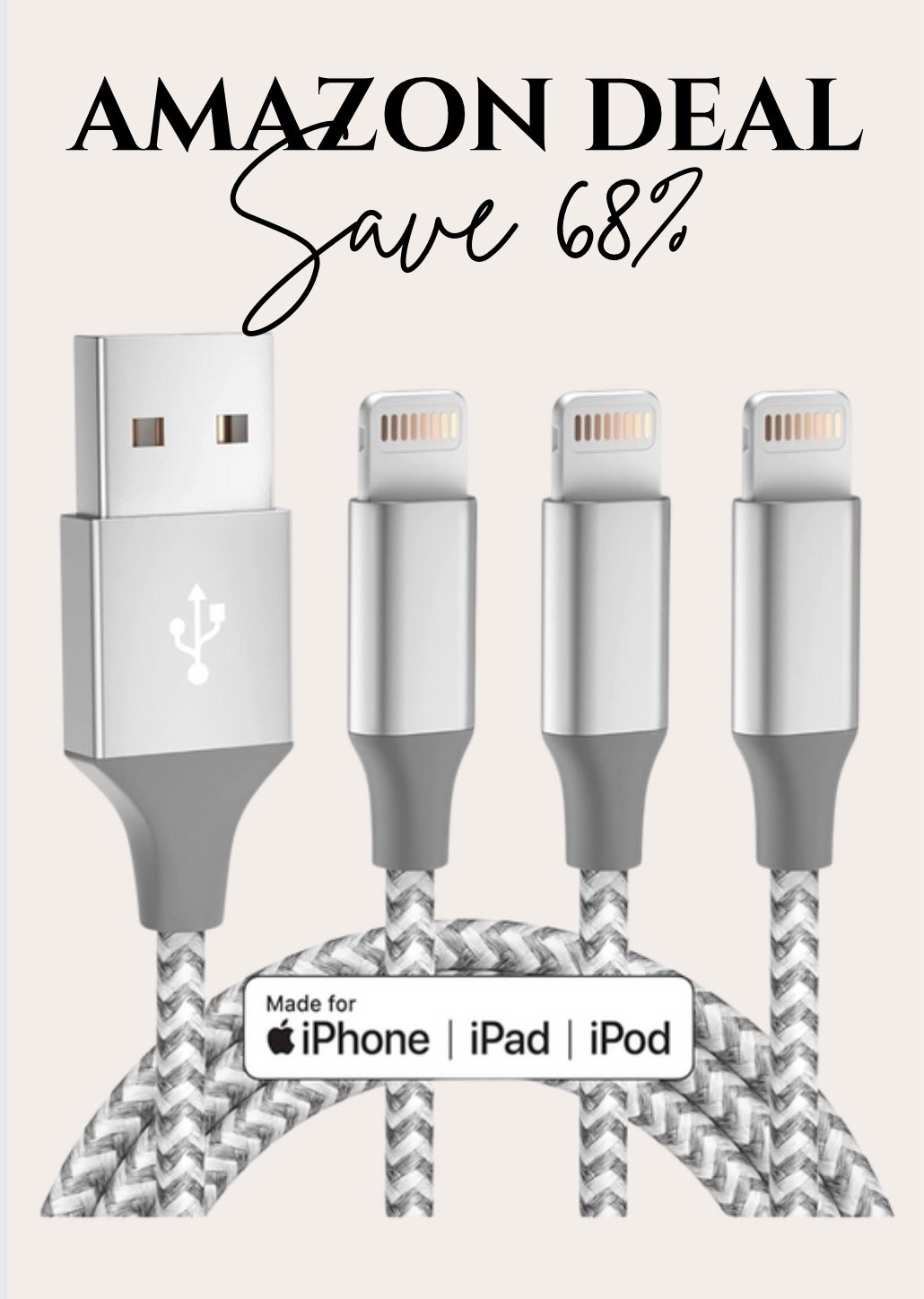 Amazon Deal on a 3-pack of 10-foot iPhone chargers. 

#ltkfindsunder20 #ltkxprime #amazon 

#LTKcasa #LTKsale #LTKcanada