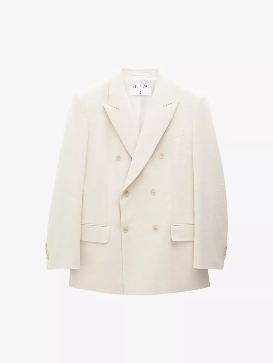 Peak-lapel double breasted wool and linen blazer | Selfridges