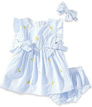 Adventurewear 360 Baby Girls Seersucker Embroidered Lemon Bows Dress - 24 Months | Dillard's