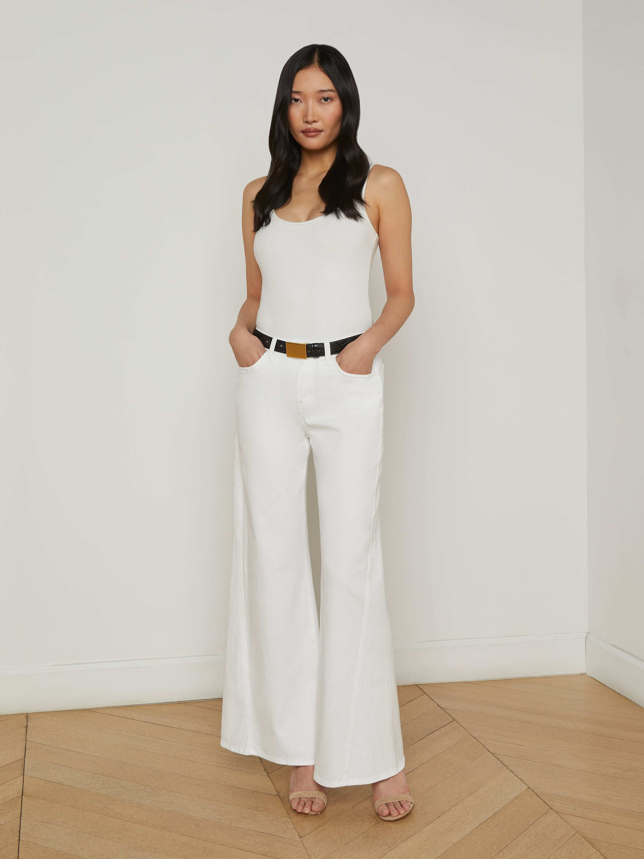 Beau Wide-Leg Jean in Blanc | L'AGENCE | L'Agence