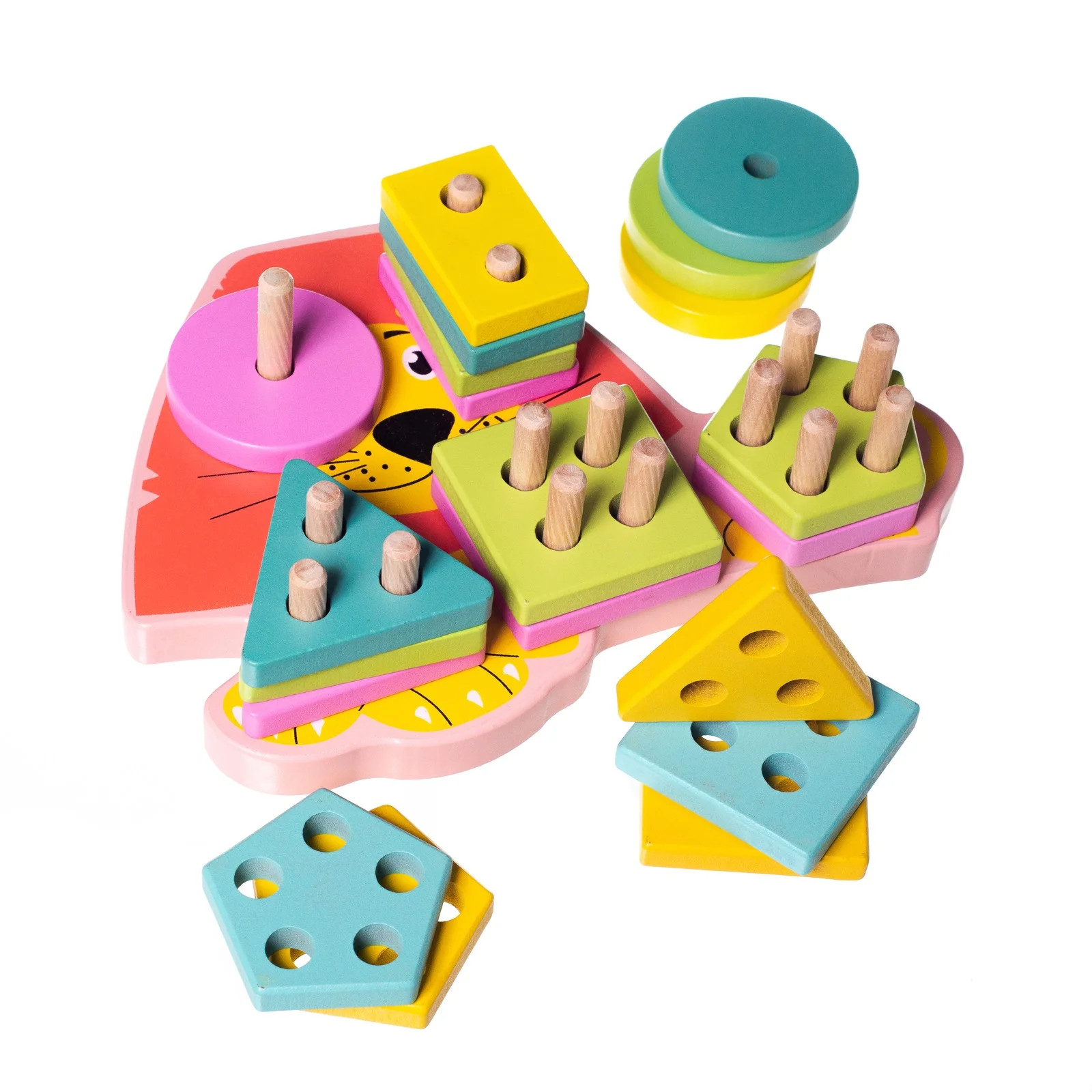 Eliiti 2-in-1 Wooden Stacking Toy and Sorting Puzzle for Toddlers 2 to 4 Years Old Unisex, Lion, ... | Walmart (US)