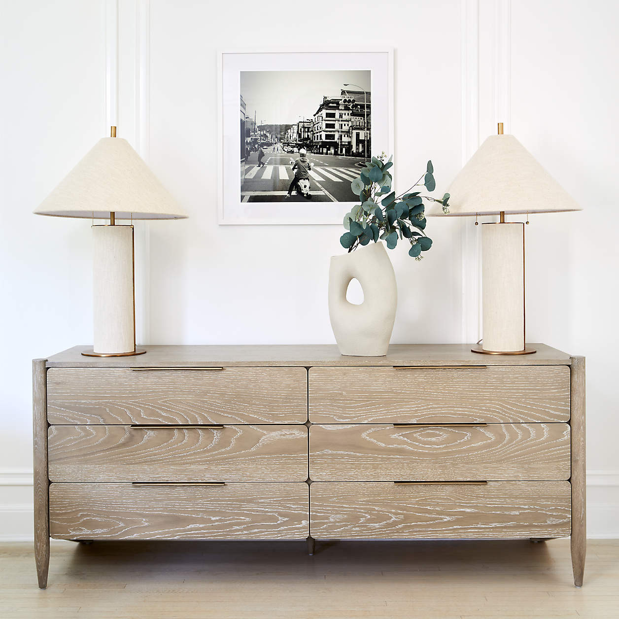 Remi Natural Linen Table Lamp Bedroom Lighting + Reviews | Crate & Barrel | Crate & Barrel