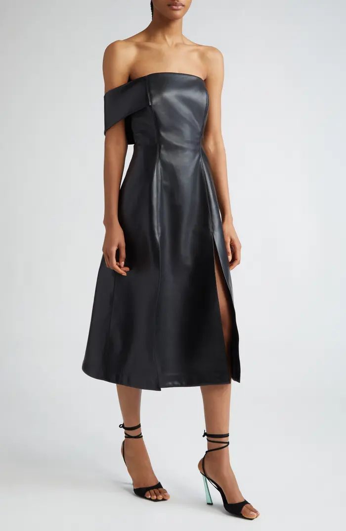 ISRAELLA KOBLA Simphi One-Shoulder Faux Leather Dress | Nordstrom | Nordstrom