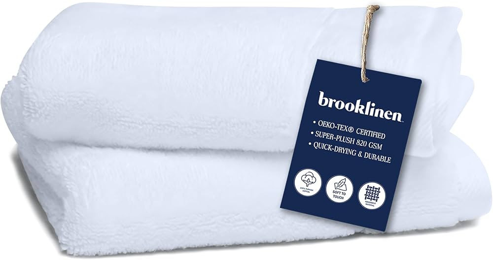 Brooklinen Super-Plush Turkish Cotton Washcloths Set of 2 Cotton, 820 GSM, Highly Absorbent, Mach... | Amazon (US)