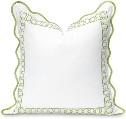 Hofdeco Premium Coastal Patio Indoor Outdoor Scalloped Throw Pillow Cover Only, 20"x20" Water Rep... | Amazon (US)