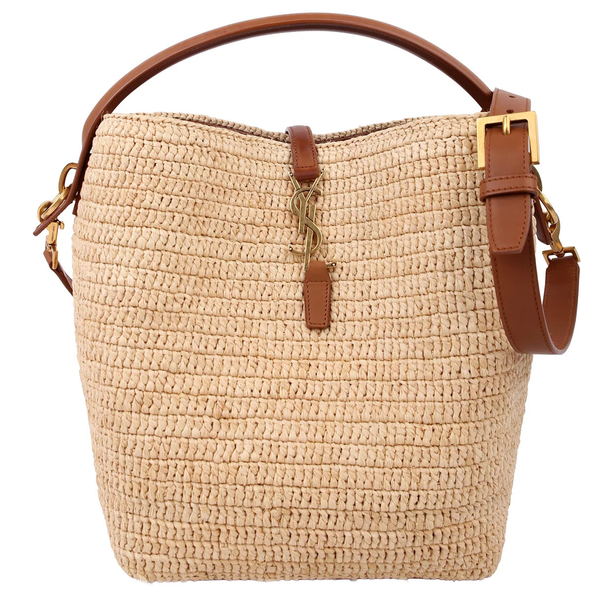 Le 37 Raffia Bucket With Pouch Tan | Keeks Designer Handbags